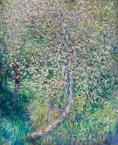 Kwitnące jabłonie nad wodą autorstwa Claude Monet