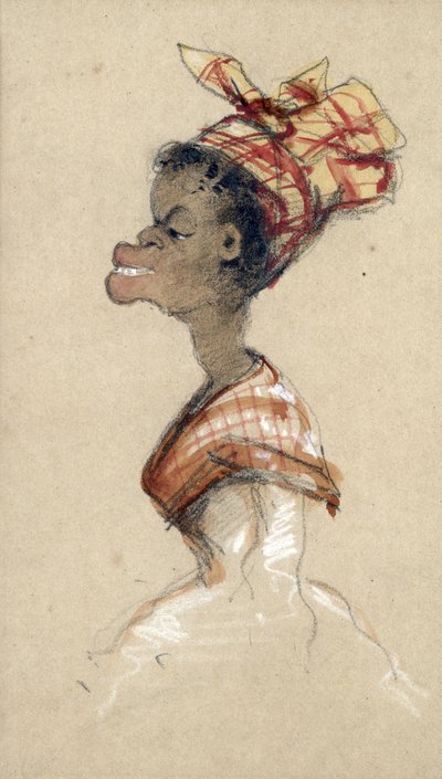 Czarna kobieta w chuście, 1857 (węgiel i toaleta na papierze) autorstwa Claude Monet