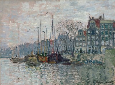 Widok na Prins Hendrikkade i Kromme Waal w Amsterdamie. 1874 autorstwa Claude Monet