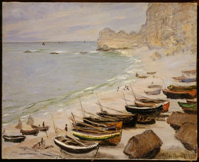 Łodzie na plaży w Etretat, 1883 r. autorstwa Claude Monet