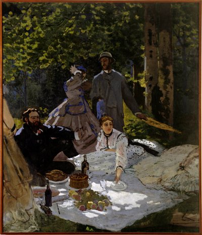 Śniadanie na trawie Fragment. Część lewa. Prawa strona: reprezentacja od lewej do prawej Gustave
