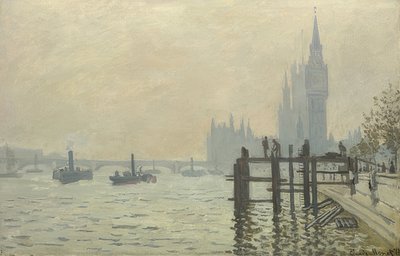Tamiza w Westminsterze. Około 1871 r. autorstwa Claude Monet