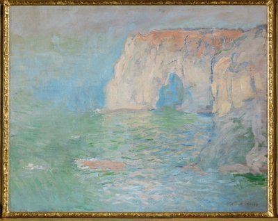 Etretat: Manneporte, odbicia na wodzie (olej na płótnie) autorstwa Claude Monet