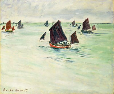 Łodzie rybackie w dużym Pourville, 1882 autorstwa Claude Monet