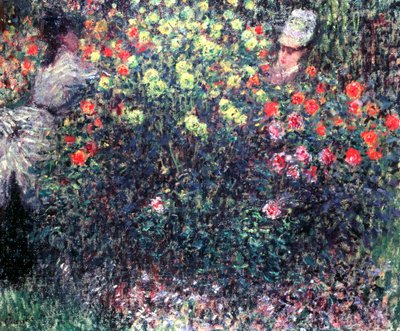 Dziewczyny w solidnej masie dalii, 1875 autorstwa Claude Monet