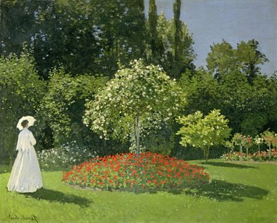 Jeanne Marie Lecadere w ogrodzie autorstwa Claude Monet