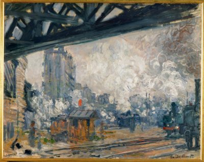 Gare Saint-Lazare, widok z zewnątrz autorstwa Claude Monet