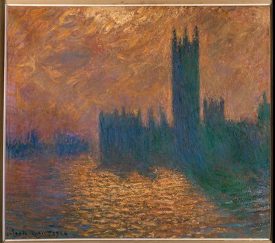 Parlament w Londynie, burzowe niebo (olej na płótnie) autorstwa Claude Monet