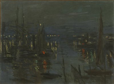Port w Hawrze, efekt nocy Port w Hawrze nocą, 1873 r. autorstwa Claude Monet