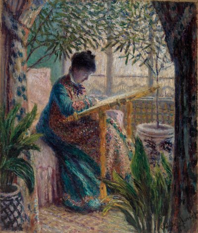 Haftowanie Madame Monet (Camille w rzemiośle) autorstwa Claude Monet