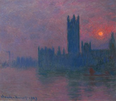 Parlament, zachodzące słońce, c.1900-03 (olej na płótnie) autorstwa Claude Monet