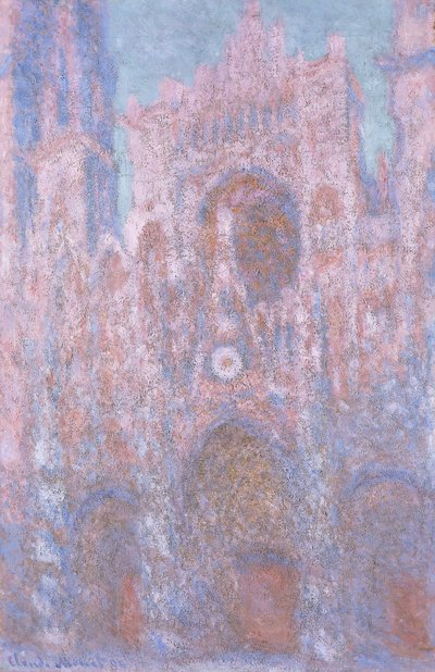 „Katedra w Rouen: symfonia zachodzącego słońca w kolorze szarym i różowym”, 1892-94 autorstwa Claude Monet