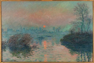 Zachód słońca nad Sekwaną w Lavacourt, zimowy klimat autorstwa Claude Monet