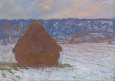 Stos pszenicy (efekt śniegu, pochmurny dzień) autorstwa Claude Monet