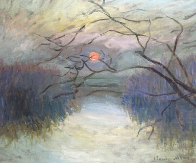 Zachód słońca nad Sekwaną w Vétheuil, 1880 autorstwa Claude Monet