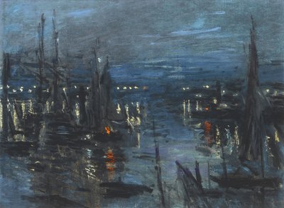 Port Le Havre, efekt nocy; Port w Hawrze, efekt nocny, 1873 autorstwa Claude Monet