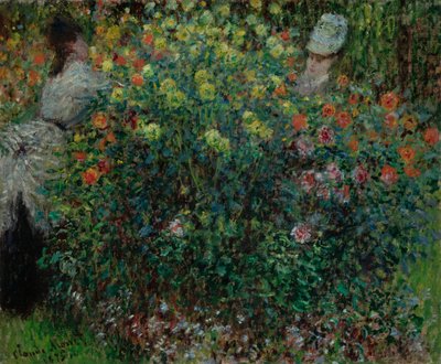 Dwie kobiety wśród kwiatów, 1875 autorstwa Claude Monet