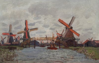 Wiatraki w Westzijderveld koło Zaandam. 1871 autorstwa Claude Monet