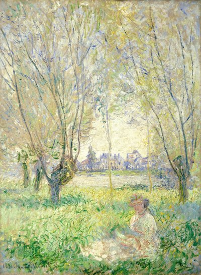 Kobieta siedząca pod wierzbami autorstwa Claude Monet
