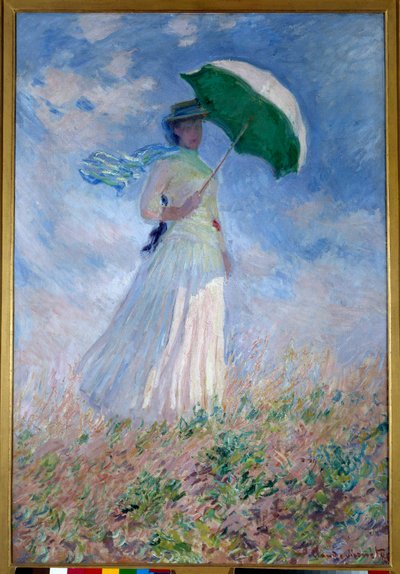 Kobieta z parasolką zwróconą w prawo autorstwa Claude Monet