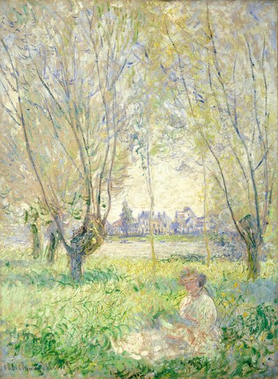 Kobieta siedząca pod wierzbami autorstwa Claude Monet