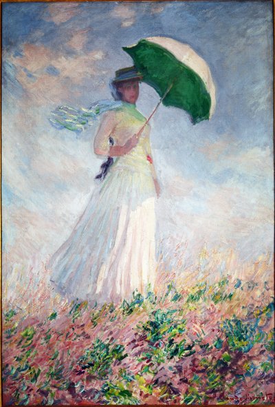Kobieta z parasolem obróconym w prawo autorstwa Claude Monet