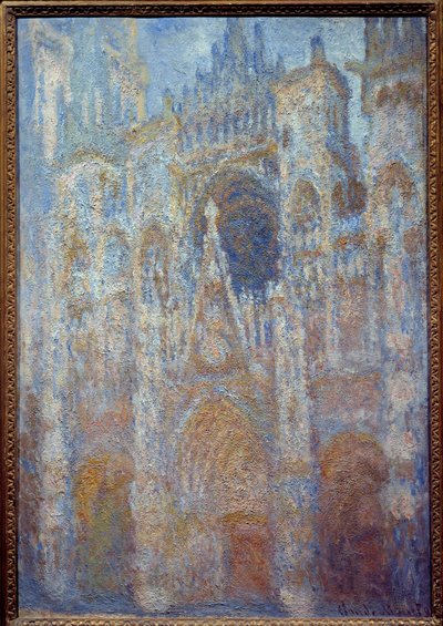 la Cathedrale de Rouen, le portal soleil matinal, harmonie bleu Obraz Claude
