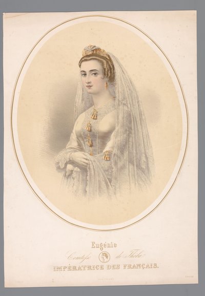 Portret van Eugenie, keizerin van Frankrijk Eugenia, hrabina Teby. Cesarzowa Francuzów (tytuł na obiekcie) autorstwa Claude Régnier