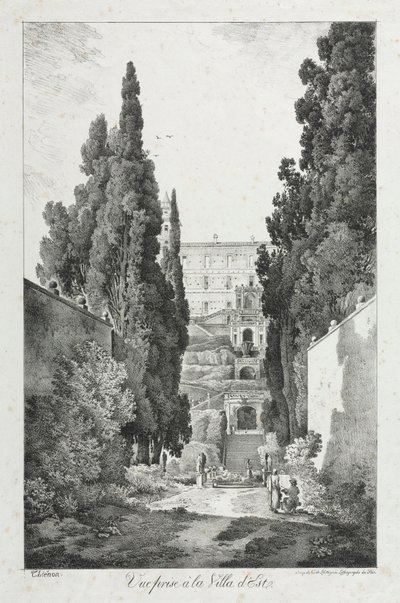 Widok na Villa dEste, Tivoli, 1817. autorstwa Claude Thienon