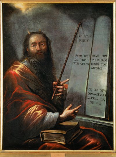 Mojżesz z tablicami Prawa (obraz na płótnie) autorstwa Claude Vignon