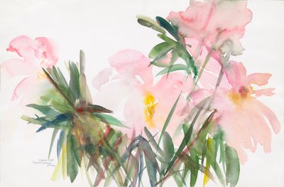 Piwonie, 1987, (akwarela na papierze) autorstwa Claudia Hutchins Puechavy