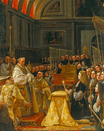 Adoracja Sagrada Forma przez Carlosa II, króla Hiszpanii autorstwa Claudio Coello