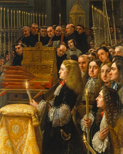 Adoracja Sagrada Forma przez Carlosa II, króla Hiszpanii autorstwa Claudio Coello