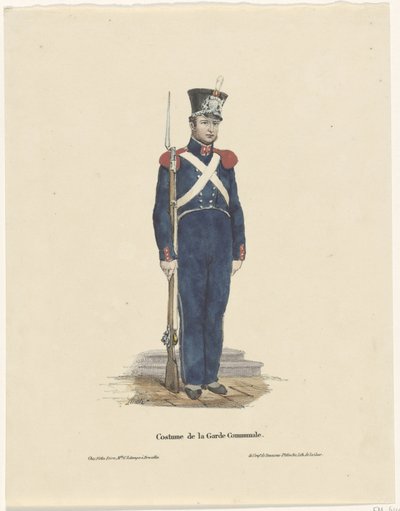 Belgijski łucznik, 1830 Costume de la Garde Communale (tytuł na obiekcie) autorstwa Claudio Linati
