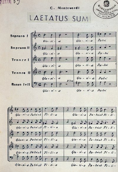 Partytura muzyczna Dixit dominus Monteverdi autorstwa Claudio Monteverdi