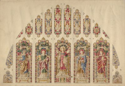 Projekt wieloszybowego witrażu, Kościół Bożego Ojcostwa, Nowy Jork, ok.1898. autorstwa Clayton and Bell