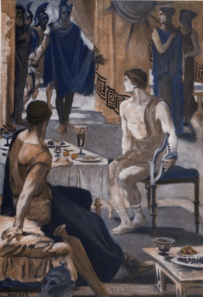Achilles przyjmuje wysłanników Agamemnona. Ilustracja Clementa Gontiera (1876-1918) do „Iliady” Homere