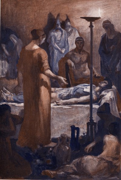 Skarga Briseis (na widok ran Patroklesa). Ilustracja Clementa Gontiera (1876-1918) do „Iliady” Homere