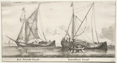 Różne statki i widoki Amsterdamu (Verscheÿde Schepen en Gesichten van Amstelredam), część II: Bilander fryzyjski. Bilander Geldersche autorstwa Clement de Jonghe