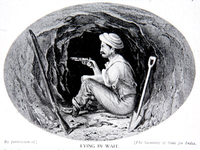 Leżąc w oczekiwaniu, ilustracja z "Historii narodu". autorstwa Clifford Henry Mecham