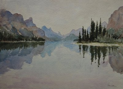 Jezioro Maligne, pod wieczór IMG_2026, 2016 (akwarela) autorstwa Clive Wilson