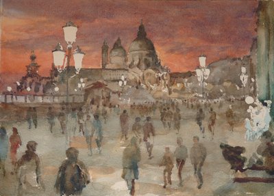 Riva Dei Schiavoni, Wigilia, 2019 (akwarela) autorstwa Clive Wilson