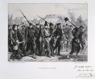 د فرانکو-پروشیا جګړه 1870-1871: د پروسیا د جګړې بندیان. د ګریډز نیشنیلز پولي کې د کلیمینټ اګسټ اندریوکس لخوا د لیتوګرافونو لړۍ څخه autorstwa Clément Auguste Andrieux