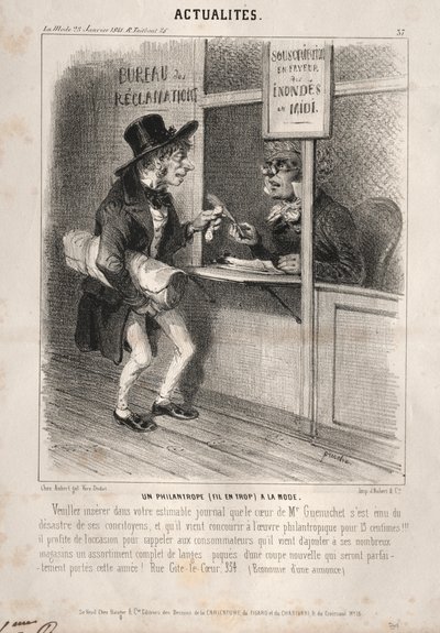 Wiadomości: Modny filantrop, 1841. autorstwa Clémente Pruche
