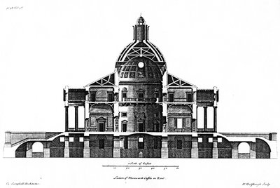 Fragment zamku Mereworth w hrabstwie Kent, rytowany przez H. Hulsbergha, ok. 1722-24 autorstwa Colen Campbell