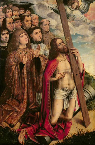 Chrystus Pośrednik z Filipem Przystojnym (1478-1506) i jego świtą, lewy panel z ołtarza (zob. także 223221) autorstwa Colijn de Coter