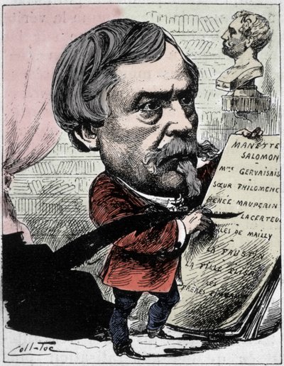 Karykatura przedstawiająca pisarza Edmonda de Goncourta (1822-1896) z rysunku „The Men of Today” autorstwa Coll-Toc (Collignon i Tocqueville). 1892 autorstwa Coll Toc