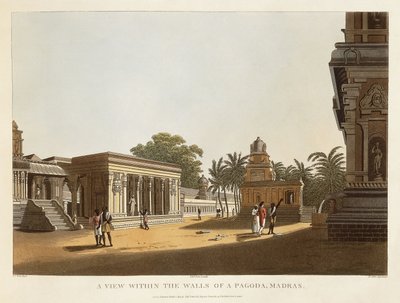 Widok w murach pagody, Madras, z „Krótkiej historii starożytnych i współczesnych Indii”, autorstwa Blagdona, Daniella, Warda i Huntera, 1804 autorstwa Colonel Francis Swain Ward