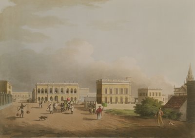 The Old Court House, Kalkuta, tablica 17 z Dwudziestu czterech widoków w Hindostanie, sztych. Harradon, wyd. Edward Orme (1774-c.1820) 1805 (akwatinta) autorstwa Colonel Francis Swain Ward
