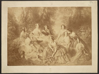 "Cesarzowa Eugenia w otoczeniu oczekujących dam" autorstwa Franza Xavera Winterhaltera autorstwa Comte Olympe Aguado